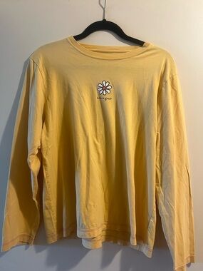 Life Is Good Yellow Daisy Graphic Long Sleeve Tee